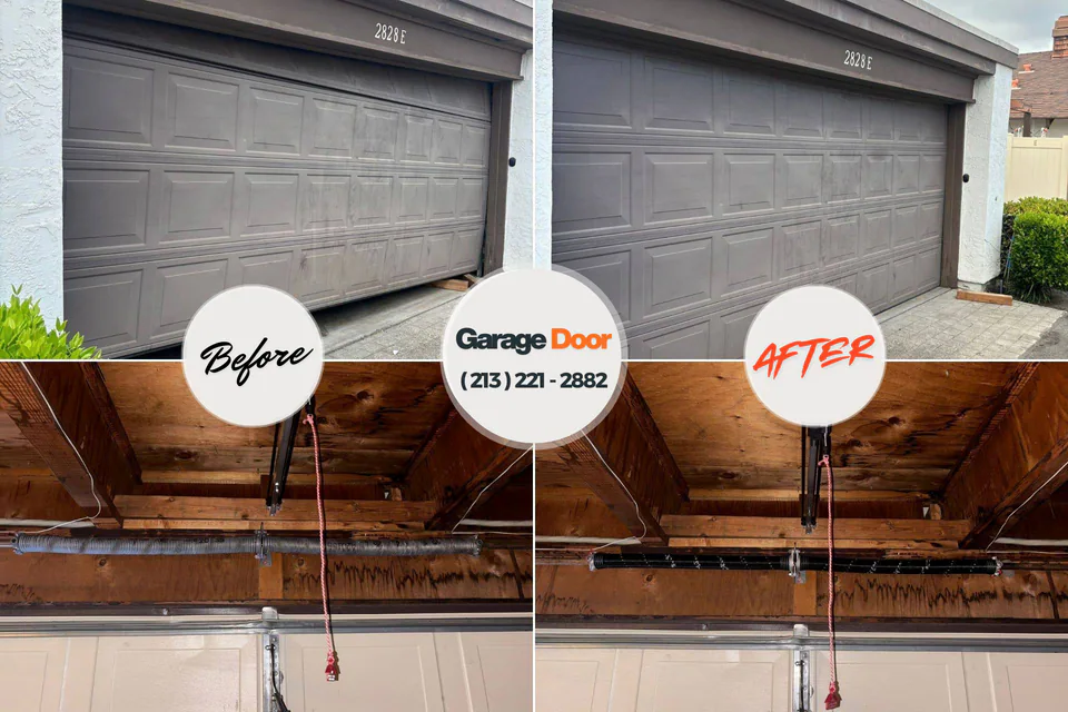 Before and after: garage door repair Blauvelt, NY